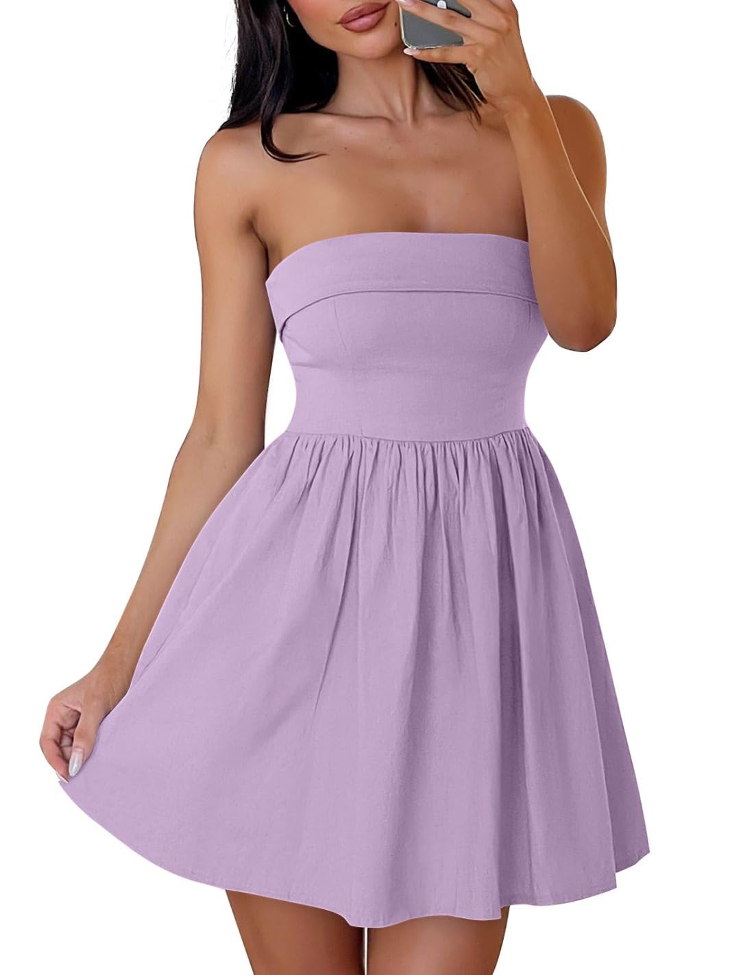 ZESICA Women's Summer Off Shoulder High Waist A Line Swing Party Short Dresses - VЉ0
| ZESICA Women's Summer Strapless